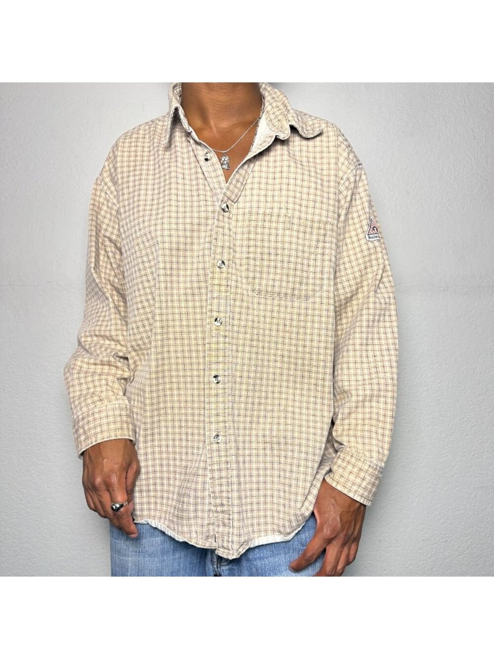 Bulwark Flame Resistant Long Sleeve Shirt Men XL Plaid Workwear Heavy Cotton